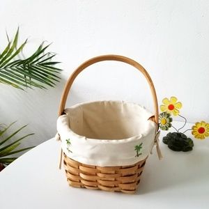 Hawaiian Palm Tree Wicker Basket Decor Piece
